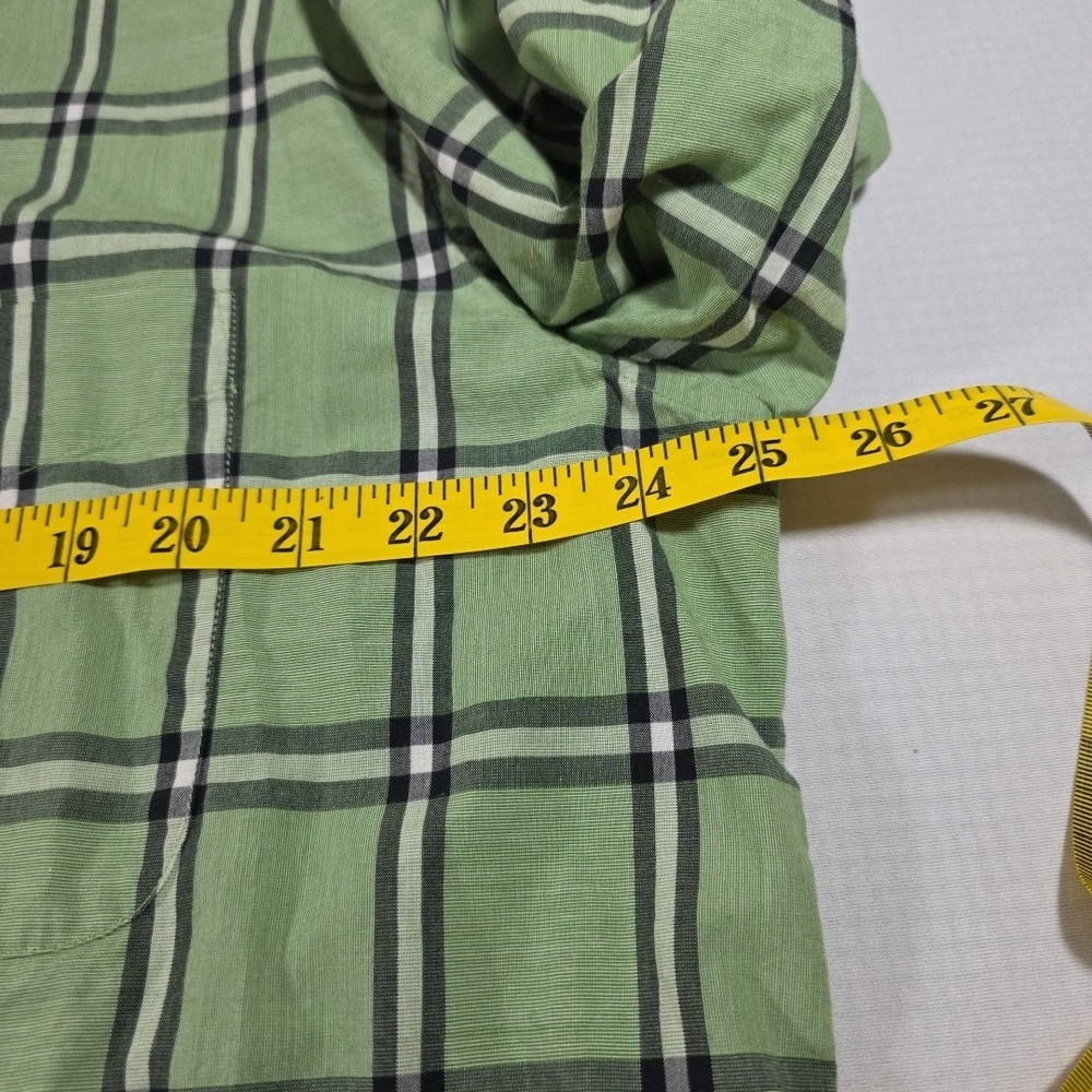 Alan Flusser Green Black and White Check LS Men's Shirt‎ 100% Cotton Size - Picture 5 of 9